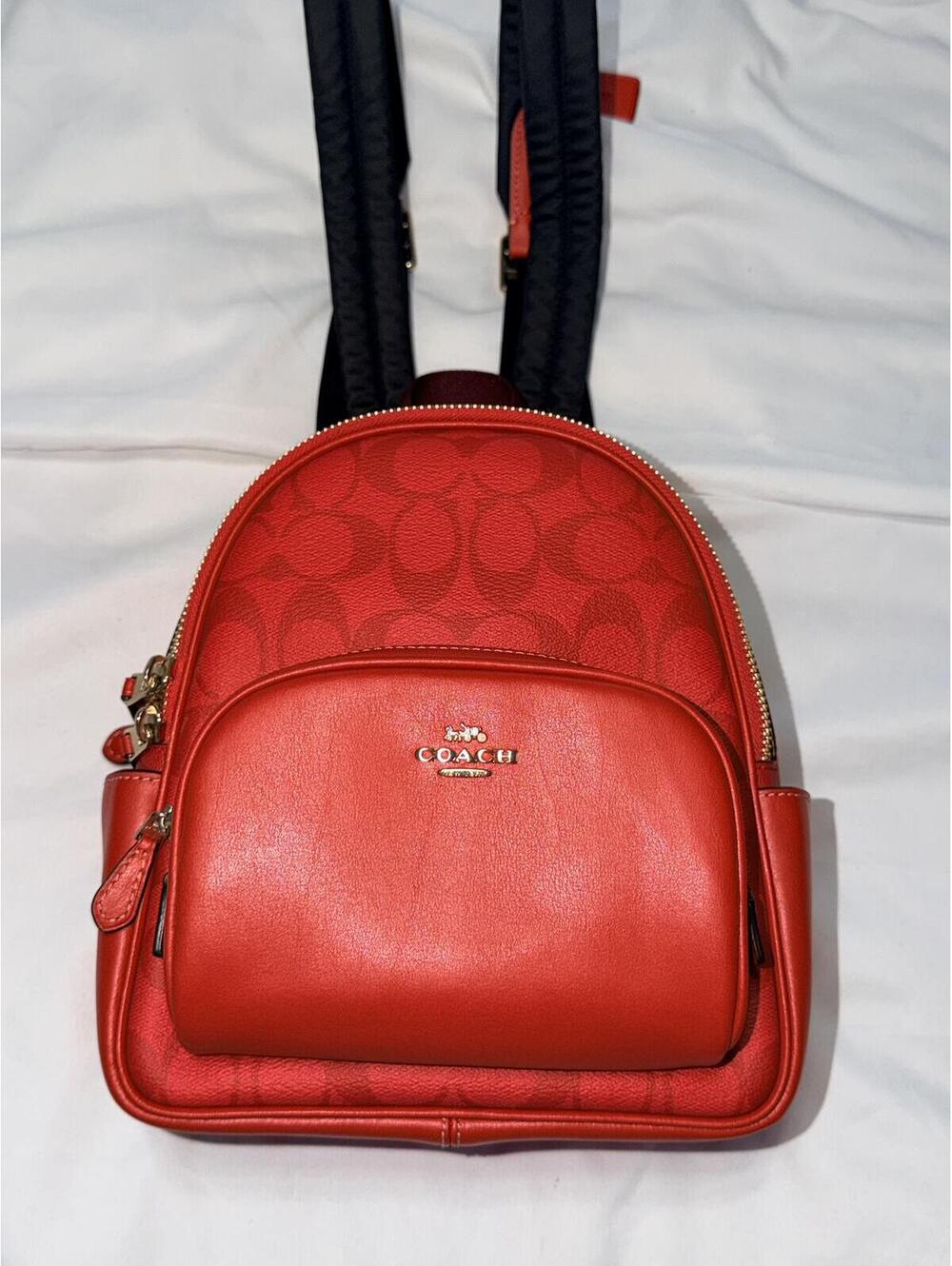 Coach Mini Court Backpack in Signature Canvas Miami Red